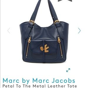 Marc Jacobs Petal to the Metal Navy Leather Tote